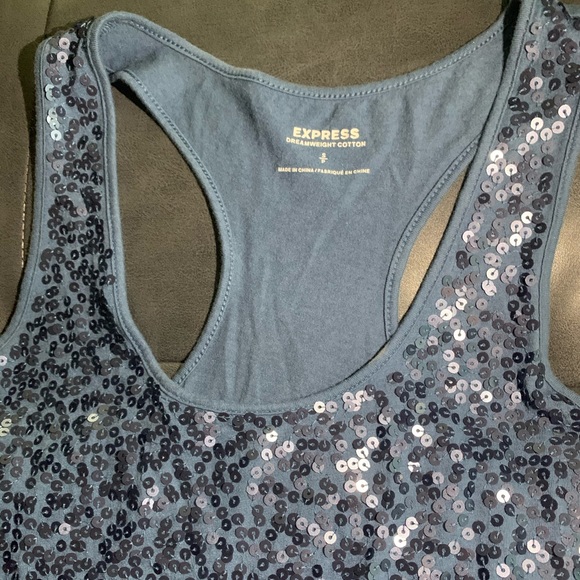 Light Blue Sequin Racerback Tank - Picture 3 of 4